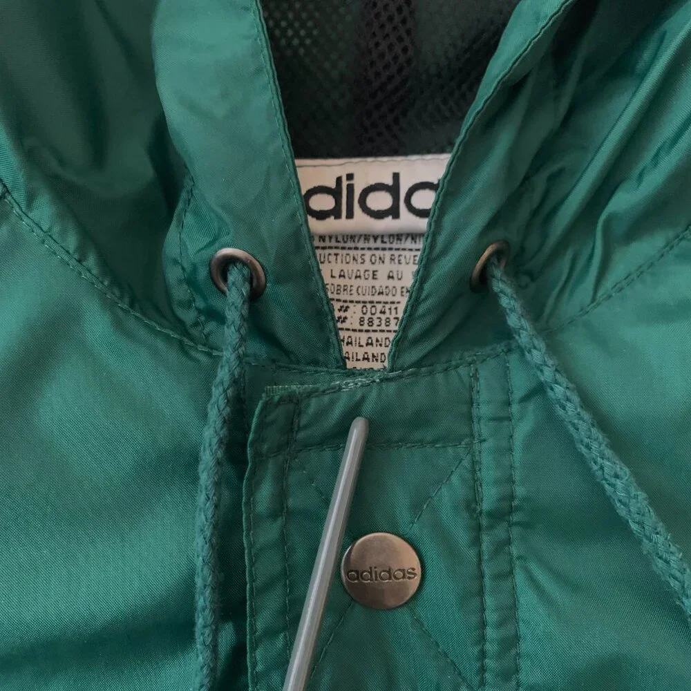 Vintage Y2K Adidas Windbreaker Technical Jacket Coat Green Streetwear Activewear - Picture 9 of 14